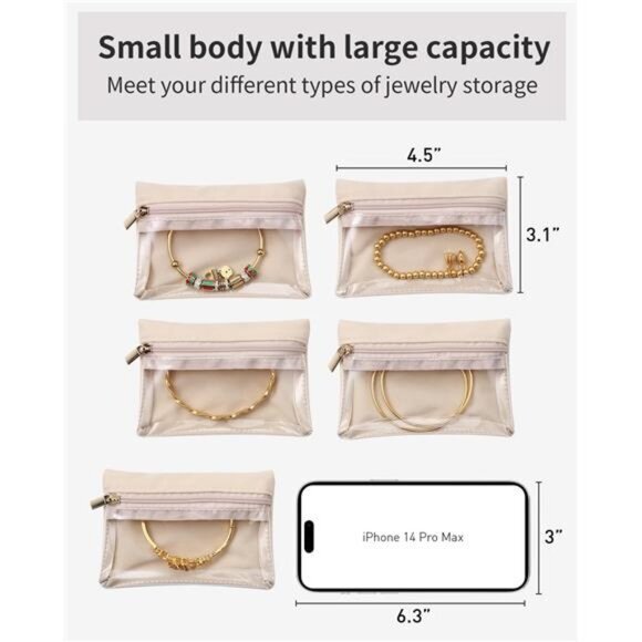 33 Pcs Travel Jewelry Bags Jewelry Pouch Bag, Clear Velvet Zipper Pocket Storage - Picture 3 of 5